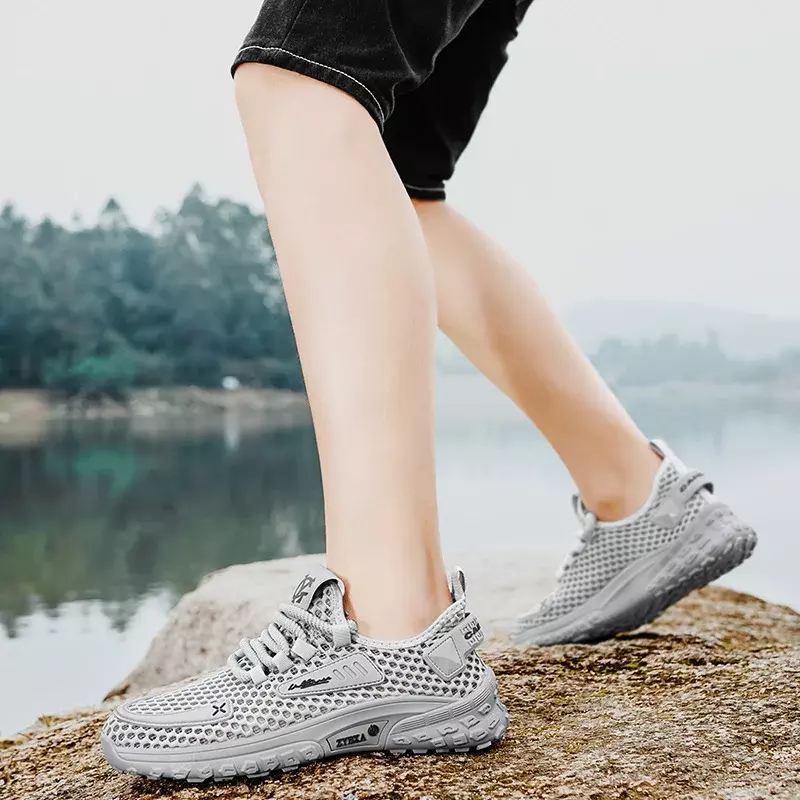 أحذية رياضية جيدة التهوية مضادة للإنزلاق للرجال ، أحذية بدون كعب ، أحذية غير رسمية ، مقاومة للماء ، المشي ، في الهواء الطلق ، الصيف ،