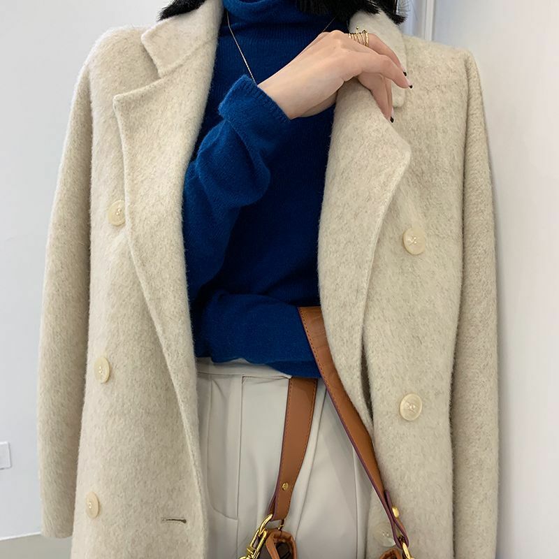 Cashmere coat elegant long double-sided wool coat belt suit female coat