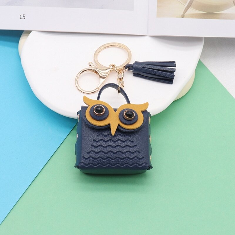 Porte-clés Animal mignon hibou, porte-monnaie en cuir, porte-clés voiture avec Mini porte-monnaie pour femmes filles,