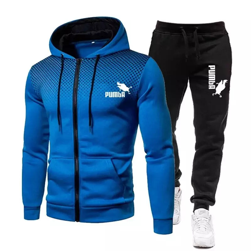 2024 New Winter Men's Clothing Men Sets Printing Hoodie Set Fleece Zipper Sweatshirt Casual Sport Sweatpants Mens Tracksuits