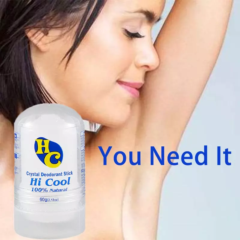 Bastão Desodorante Cristal para Homens e Mulheres, Removedor de Odor das axilas do corpo, Bastão antitranspirante, Indefinido, 60g