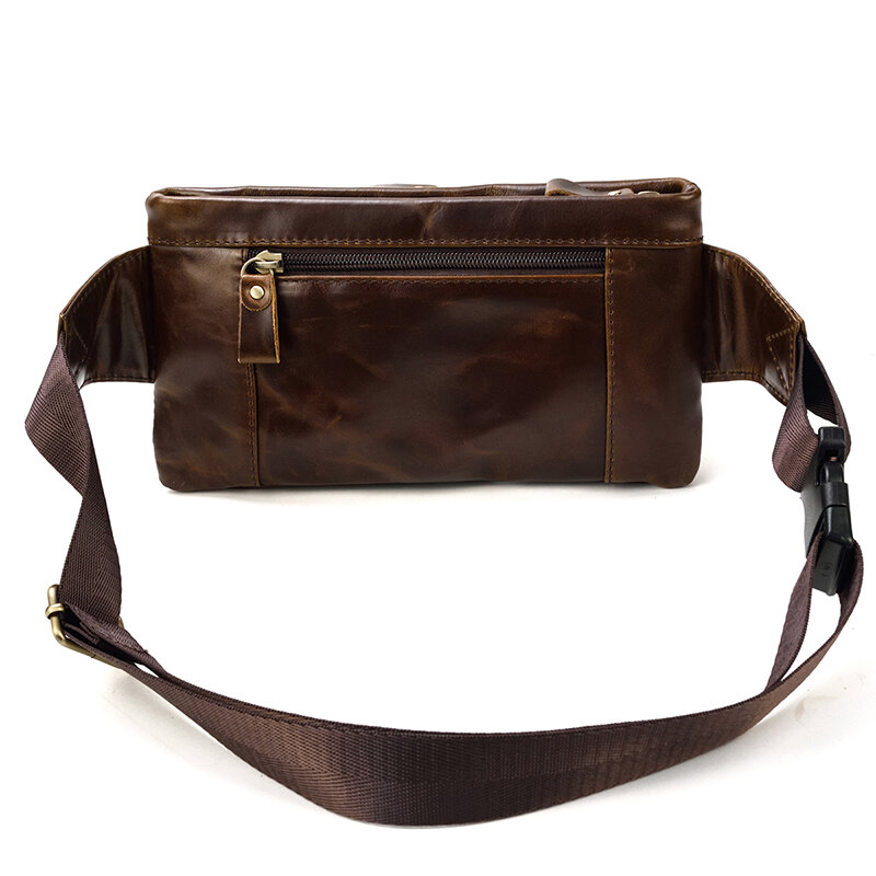 Cintura de couro genuíno para homens, Fanny Pack casual, bolsa para cinto, bolsa para telefone, bolsa esportiva pequena, bolsa de peito para motociclista