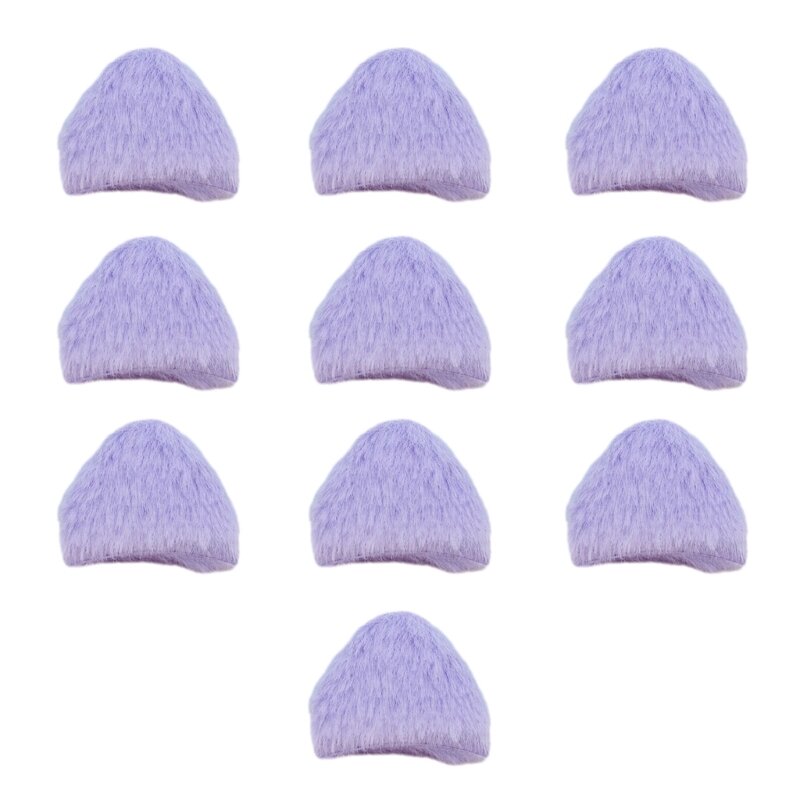 10 Pcs Girls Furry Ears DIY Padded Appliques Plush for Hairpin Headwear