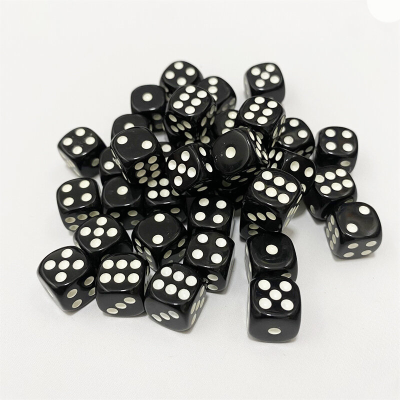 10Pieces/Lot 12mm Transparent Acrylic 6 Sided D6 Point Dice With Round angle Dice For Club/Party/Family Board Games