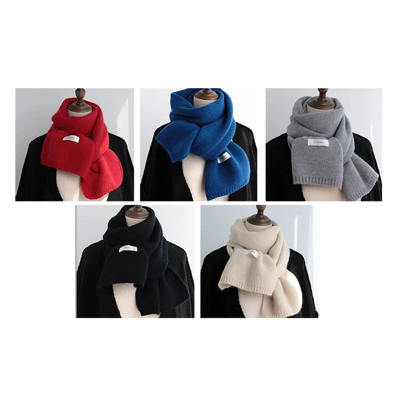 1Pc Nieuwe Winter Ins Effen Kleur Gebreide Warme Winddichte En Veelzijdige Sjaal Jas Mode Accessoires