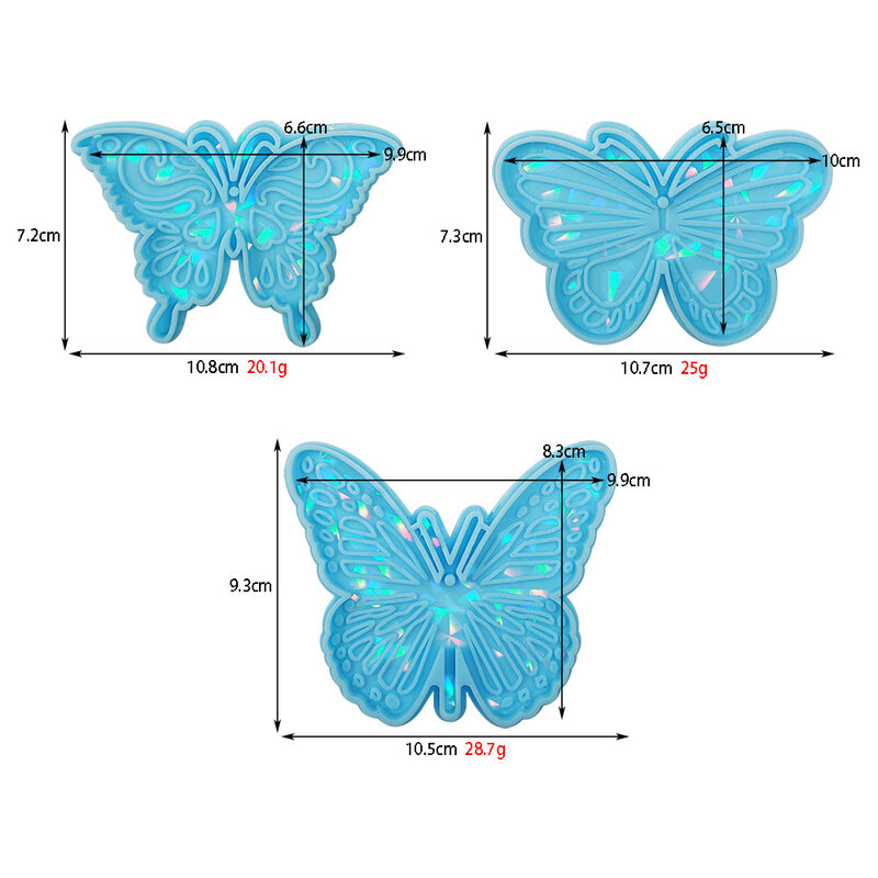 DIY Gantungan Kunci Kupu-kupu Kristal Epoksi Resin Cetakan Holografik Laser Liontin Kupu-kupu Cetakan Silikon