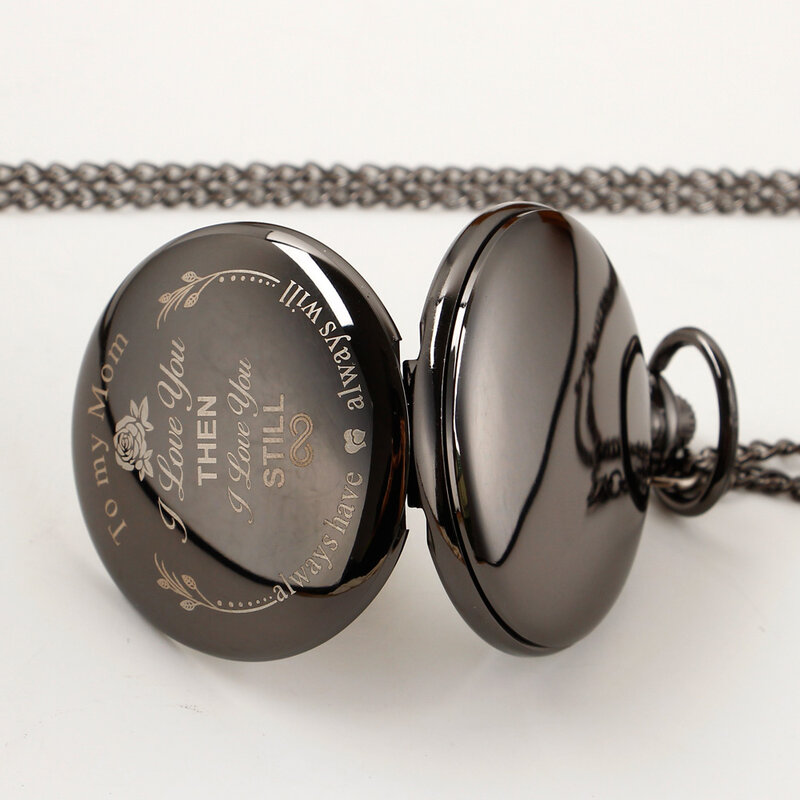 Kwarcowy zegarek kieszonkowy z biżuterią ''do mojej mamy'' w stylu Vintage dla kobiet z łańcuszkiem zegar na prezent relógio de bolso