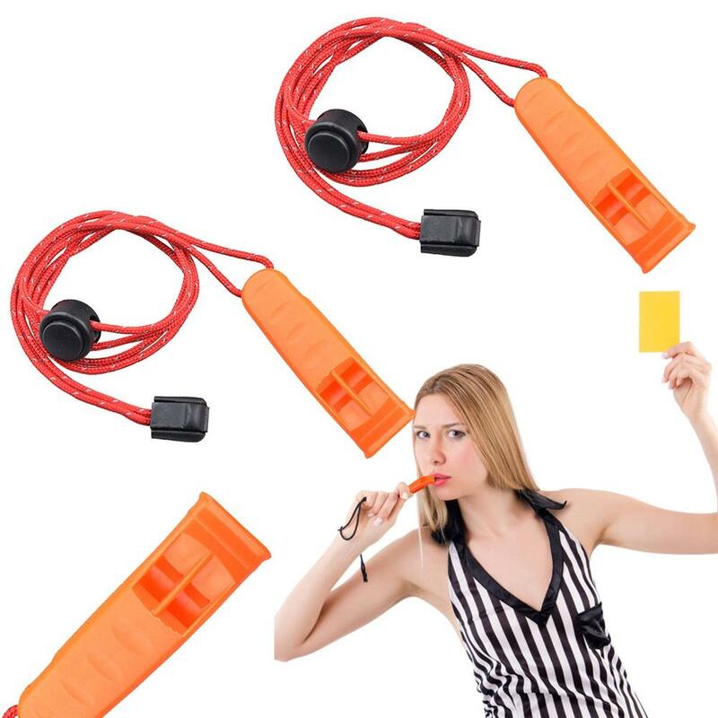 Double Pipe Dual Whistle Camping Marine Whistle Rescue Emergency Safety Survival Whistles With Adjustable Reflective Lanyard