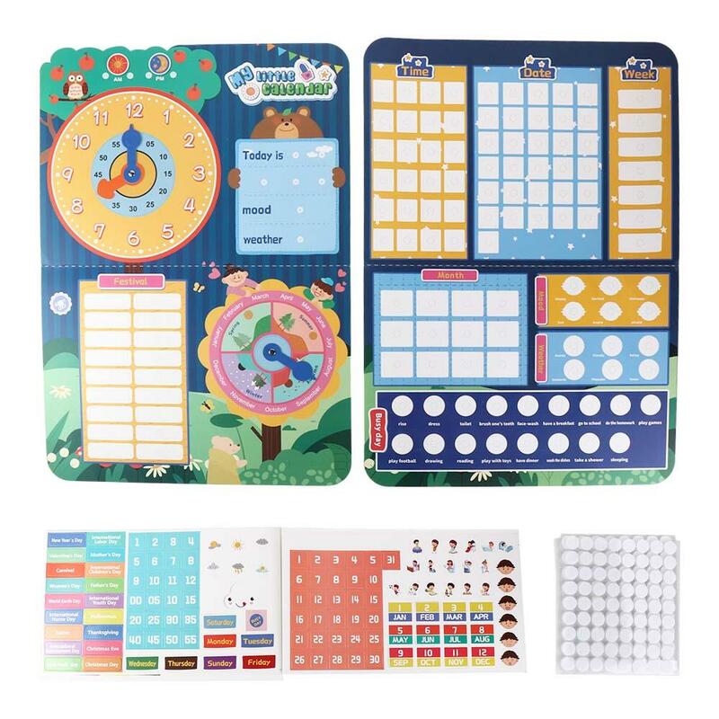 시간 조기 교육 장난감 날씨 감정 달력 테이블 인지 카드, 어린이 인식 카드, 벽 차트, 붙여 넣기 카드
