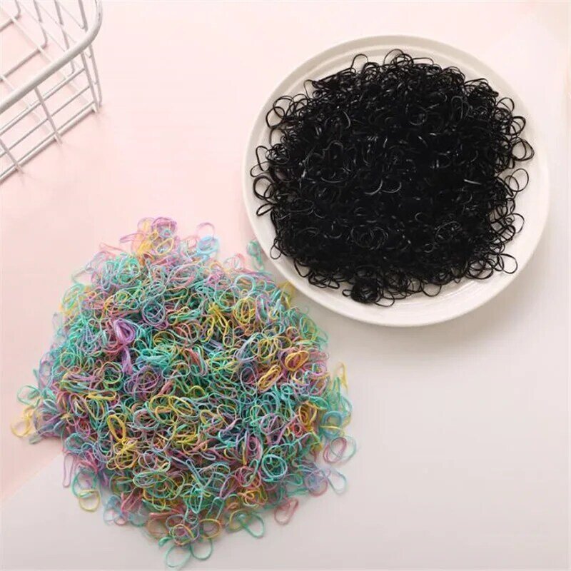 1000Pcs Rubber Hairband Rope Silicone Ponytail Holder Elastic TPU Hair Holder Tie Gum Rings Girls Hair Accessories