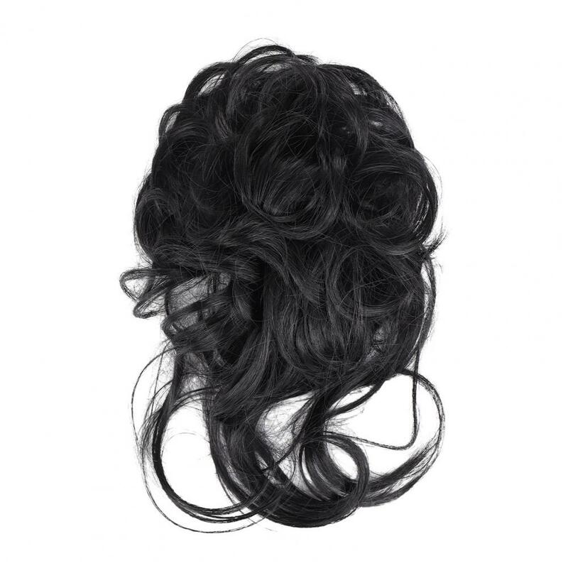 Wig ikat rambut cepol berantakan, rambut ekstensi serat temperatur tinggi halus alami realistis, lembut, elastis, anak perempuan wanita, lousled Updo Fau