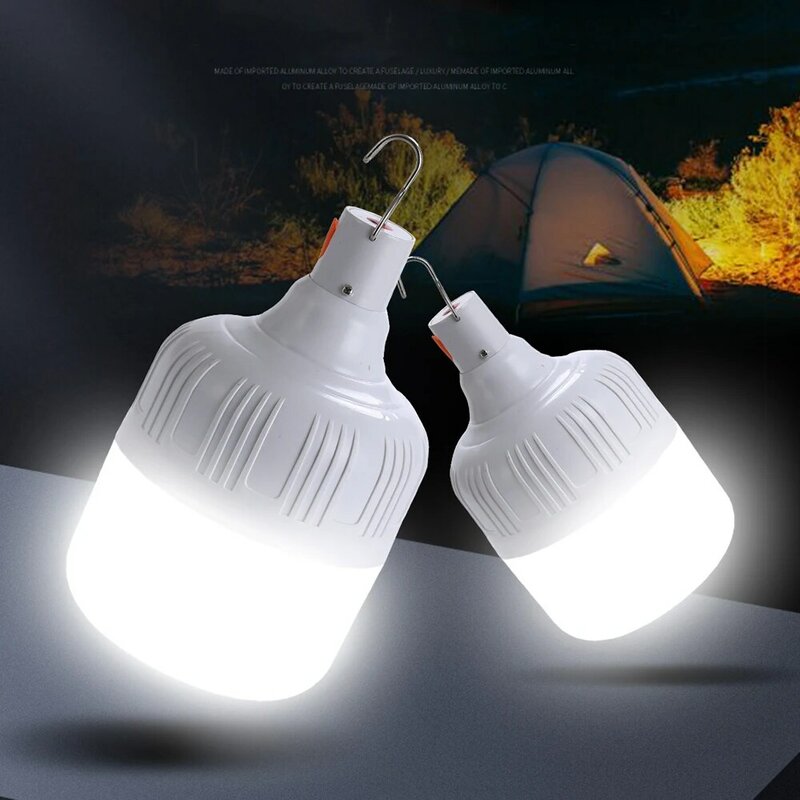 Bombillas LED recargables USB portátiles para exteriores, luz de emergencia de alto brillo, gancho para acampar, linterna de pesca, luces nocturnas