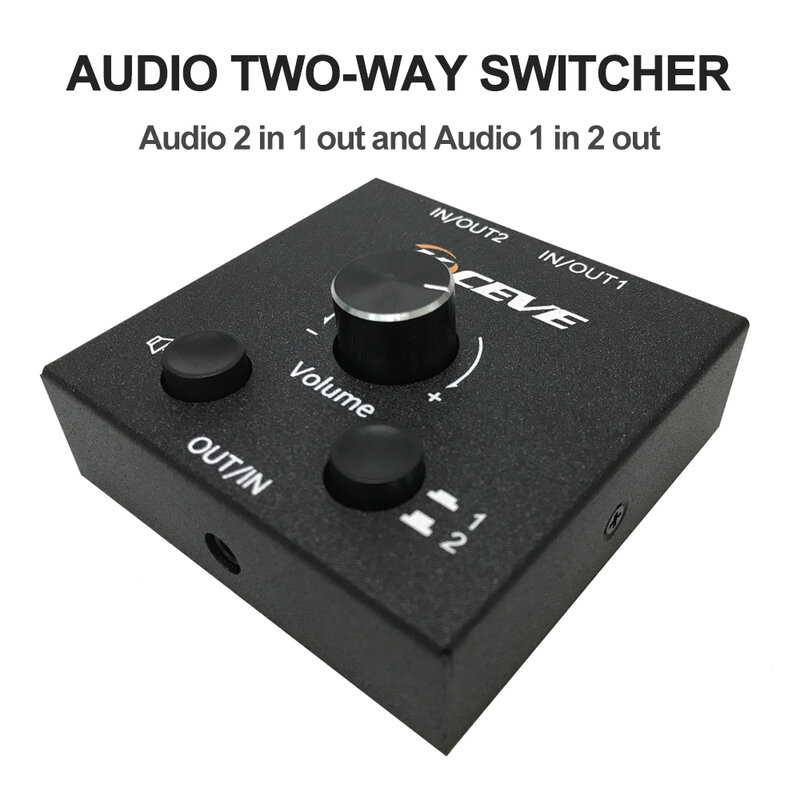 Przełącznik źródła dźwięku 2-IN-1-OUT / 1-IN-2-OUT Audio Selector wejście Audio lub wyjście urządzenia bez zewnętrzne zasilanie przedwzmacniacze