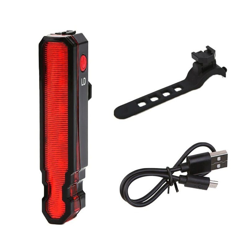 Luz trasera de bicicleta, lámpara de advertencia de línea láser, resistente al agua, recargable por USB, para tija de sillín, MTB y carretera