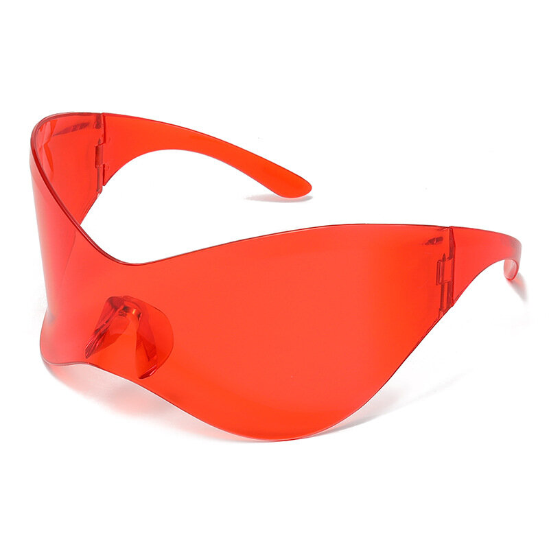نظارات شمسية كبيرة الحجم للرجال والنساء ، نظارات بدون إطار ، Y2K Punk ، زجاج شمس قطعة واحدة ، UV400 ، علامة تجارية مصممة ، إحساس تكنولوجي مستقبلي ، 2000 ، علامة تجارية