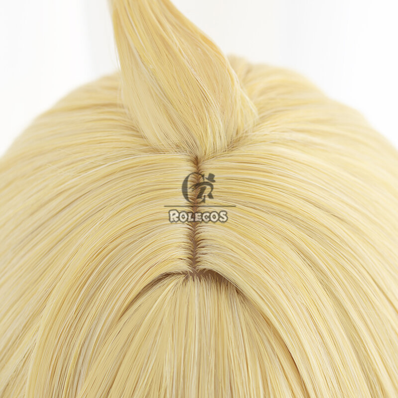 Rolecos Mika Cosplay Perücken Genshin Impact Mika 30cm kurze gerade blonde gemischte hellbraune Männer Perücke hitze beständiges synthetisches Haar
