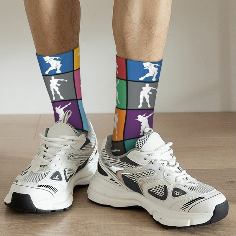 Battle Royale Victory Dance Rainbow Lattice Funny Socks Harajuku Stockings All Season Long Socks Accessories for Unisex Gifts