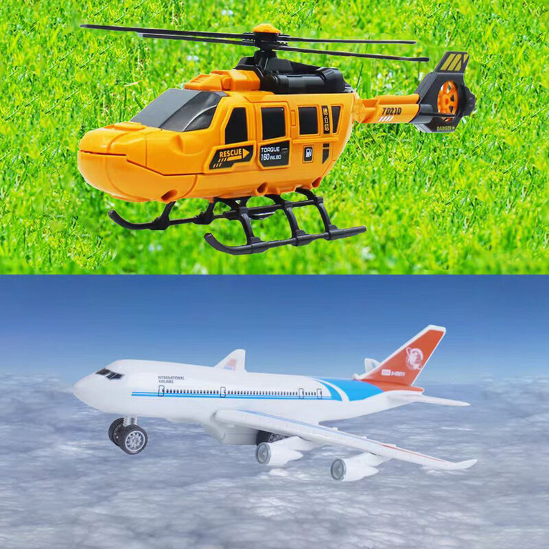 1:32 Diy Model helikopter mainan, baling-baling berputar, pesawat penyelamatan simulasi hadiah ulang tahun anak laki-laki