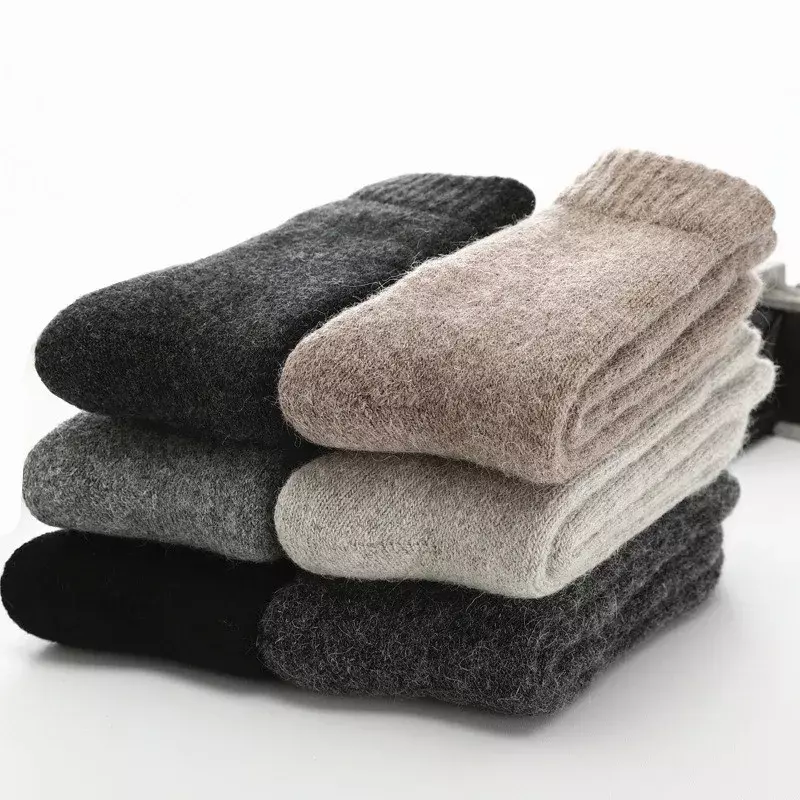 Calcetines súper gruesos de lana merina para hombre, medias de conejo contra la nieve fría, calcetines cálidos divertidos y felices para invierno, Rusia