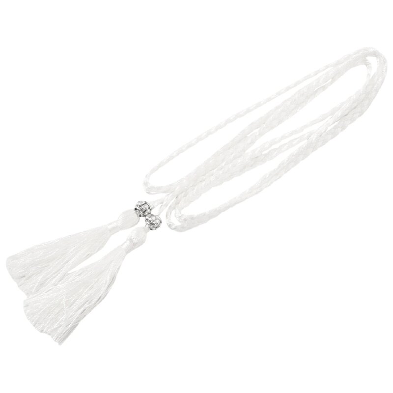 Pasek tkany węzeł zdobiony talią łańcuszek na talię sznurek biały