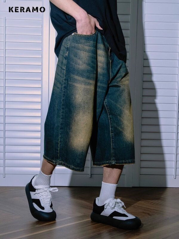 Pantaloncini dritti a vita alta retrò americani primavera 2024 tasche Casual da donna pantaloncini Hip-hop Y2K Grunge Streetwear pantaloncini di jeans