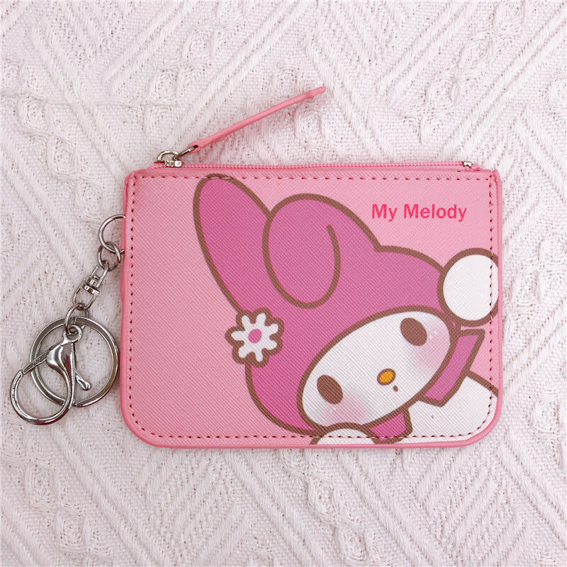 Sanrio Kawaii Hello Kitty Wallet Melody Kuromi Cinnamoroll Coin Purse Women Anime Children Pu Card Holder Girls Christmas Gifts