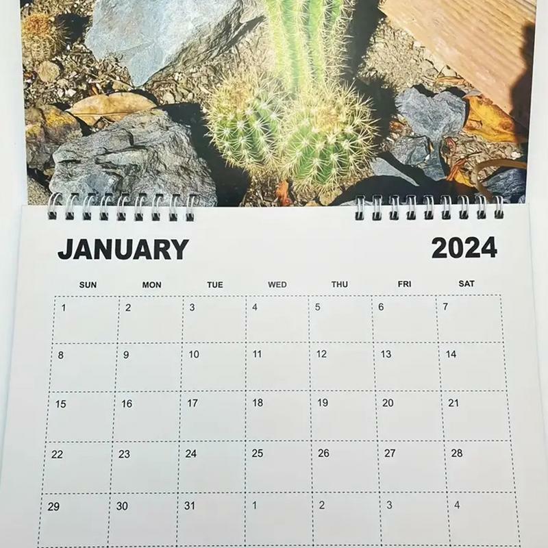 Natural Wall Hanging Calendar, cronograma resistente a rasgos, notas de planejamento, mensal, 12 meses, 2024