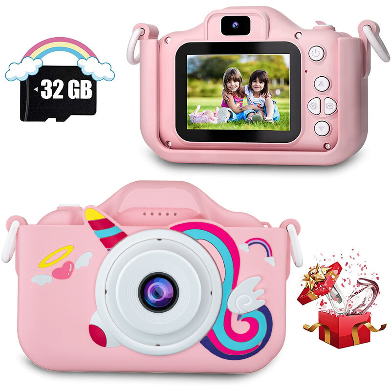 子供用ミニHDカメラ,2.0インチ画面,1080p,ユニセックスの調整可能なボリュームのある調整,日常の録音,楽しい,誕生日プレゼント