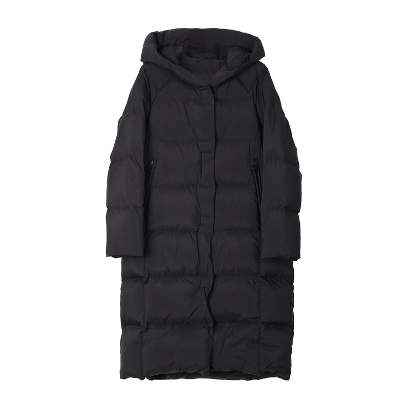 여성용 따뜻한 후드 다운 재킷, 루즈한 대형 코트