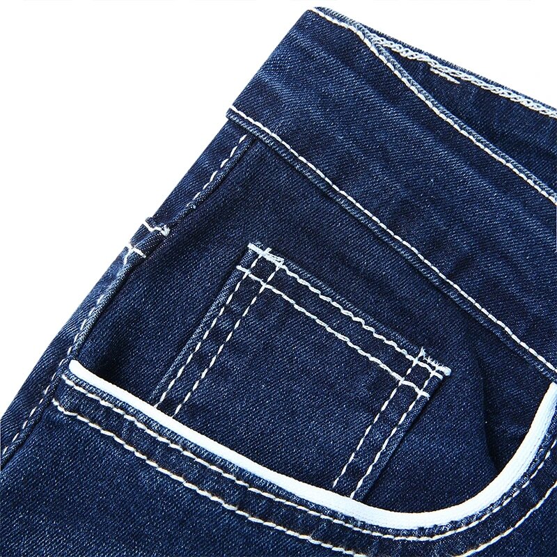 Streetwear Homens Jeans Solid Pockets Stretch Denim Calças Retas Primavera Verão Business Casual Calças Diárias Roupas Masculinas