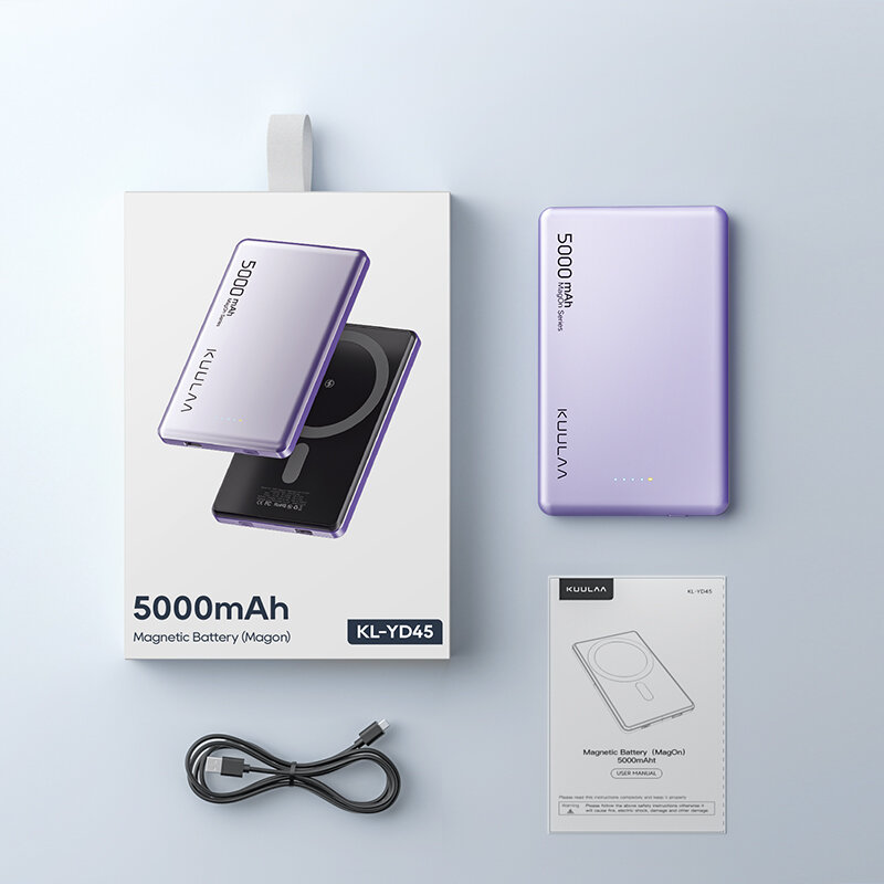 KUULAA Magsafe Power Bank 5000mAh magnetyczna bezprzewodowa ładowarka do telefonu zewnętrzna bateria 20W szybkie ładowanie dla iPhone 15 14 PowerBank