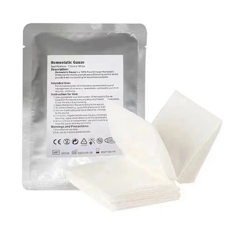 Hemostatic Kaolin Gauze Combat Emergency Trauma Z-Fold Soluble For Tactical Military First Aid Kit Medical Wound Dressing