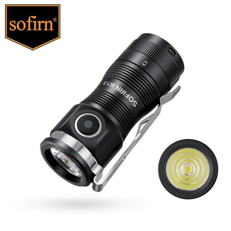 Sofirn-Mini porte-clés lampe de poche LED, torche d'urgence, SC13, SST40, 1300strada, Dul18350, 6000K