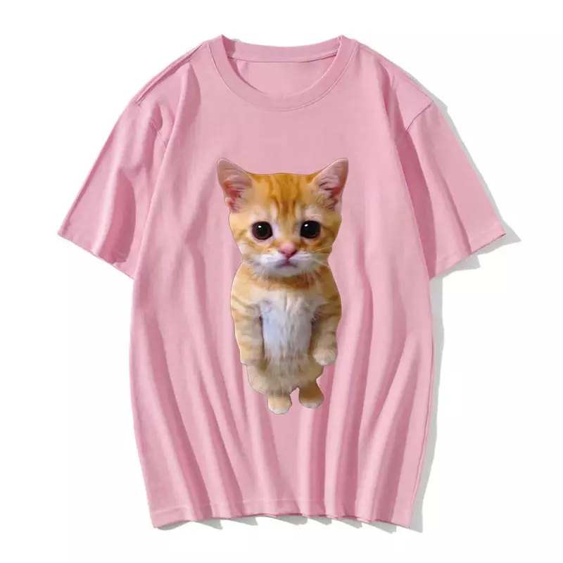 Camiseta con estampado 3D de gato divertido para hombre y mujer, ropa informal de moda, Harajuku, Verano