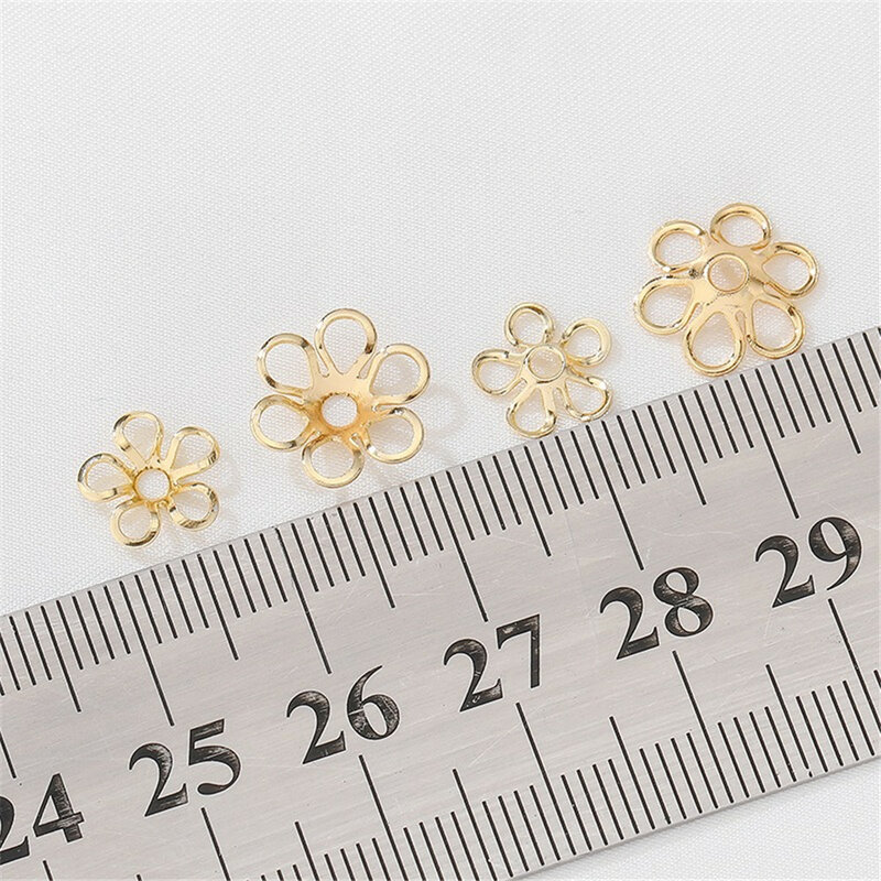 14K Gold-plated Geometric Flower Cap with Flower Tray Spacer Handmade Diy Bracelet Necklace Beaded Jewelry Material Accessories