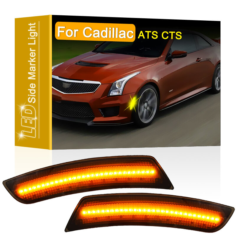 Montagem de luzes de marcador lateral, lente defumada, LED âmbar frontal, Cadillac ATS CTS 2015 2016 2017 2018 2019, 2pcs