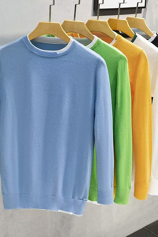 Herbst Winter Unisex Kaschmir Strick pullover Bottom ing Shirt Mode warme Langarm gefälschte zweiteilige Pullover Pullover a29