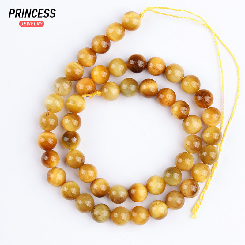 Perles naturelles en œil de tigre doré, A ++, pour bijoux, bracelet exécutif, collier, accessoires de bricolage, brin de 15 pouces, 4, 6, 8, 10, 12mm, vente en gros
