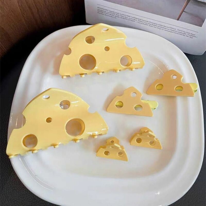Clip per afferrare il formaggio giallo copricapo dolce forcine vuote in plastica triangolo piccolo ornamento per capelli con Clip laterale