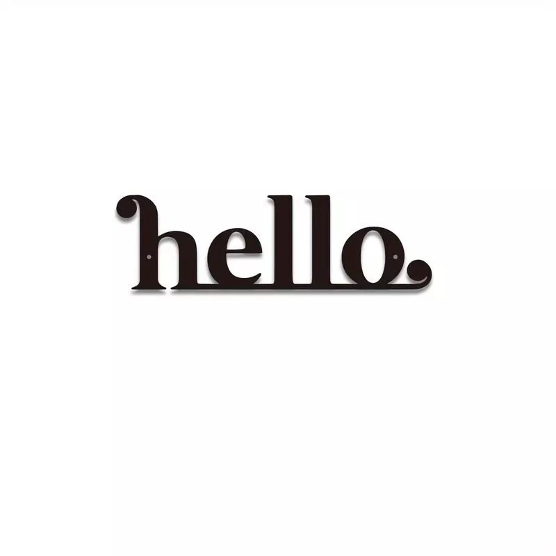 Hello ป้ายโลหะ1ชิ้นของตกแต่งงานศิลปะแบบแขวนผนังระเบียงหน้าบ้านของตกแต่งศิลปะบนผนังพวงมาลาประตูโลหะแนวตั้งสวัสดีป้ายหน้าบ้าน