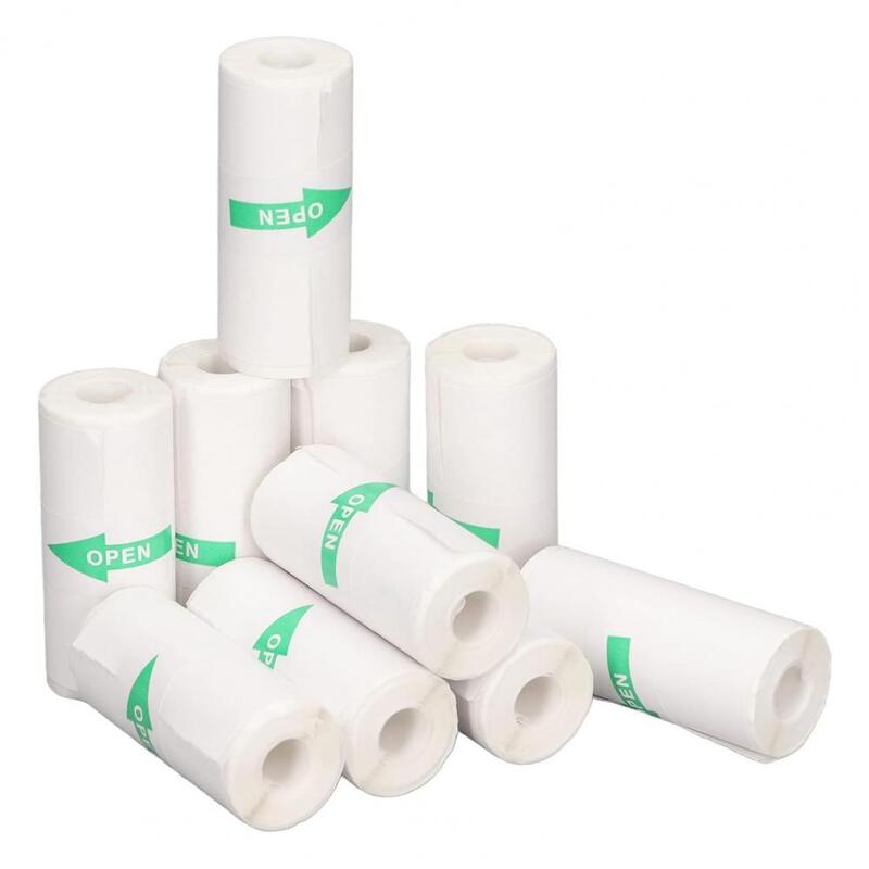Rollos de papel térmico autoadhesivo para impresora portátil, rollos de pegatinas sin tinta de bolsillo, 10 rollos de 57x25mm