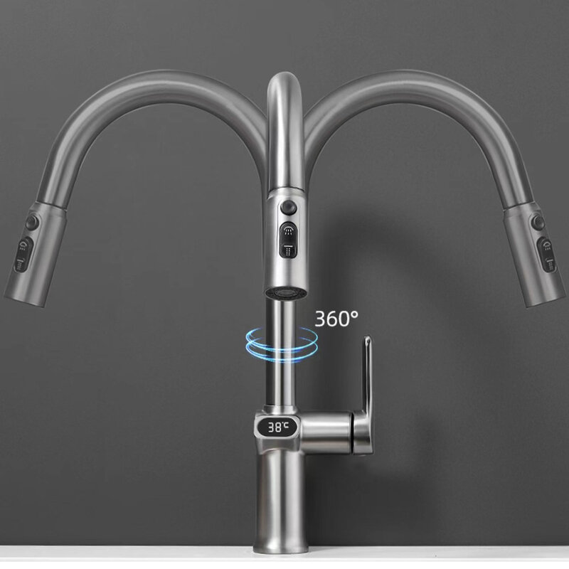 Kitchen Faucet Temperature Faucet Kitchen Pull Out Kitchen Sink Faucet Digital Display Function Rotatable Kitchen Taps