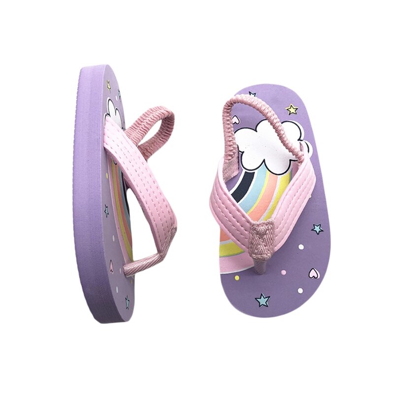 Toddler Kids Girls Boys Flip Flops Shoes Cartoon Pattern Printed Little Kid Sandals with Back Strap Water Shoes Beach and Pool