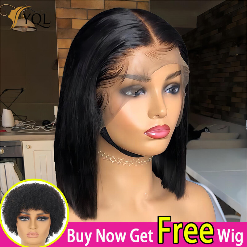 Wig rambut Bob lurus pendek Wig rambut manusia untuk wanita Wig Frontal renda rambut manusia 13x4 Wig Bob Frontal renda transparan
