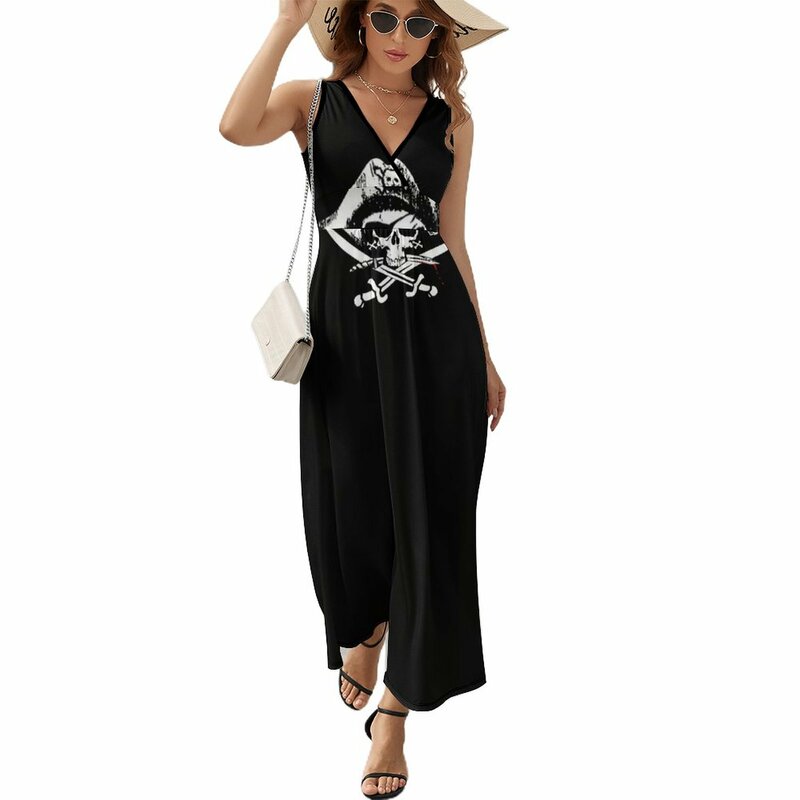 女性、海賊のドレス、韓国スタイル、ロング、夏のための海賊旗ノースリーブドレス