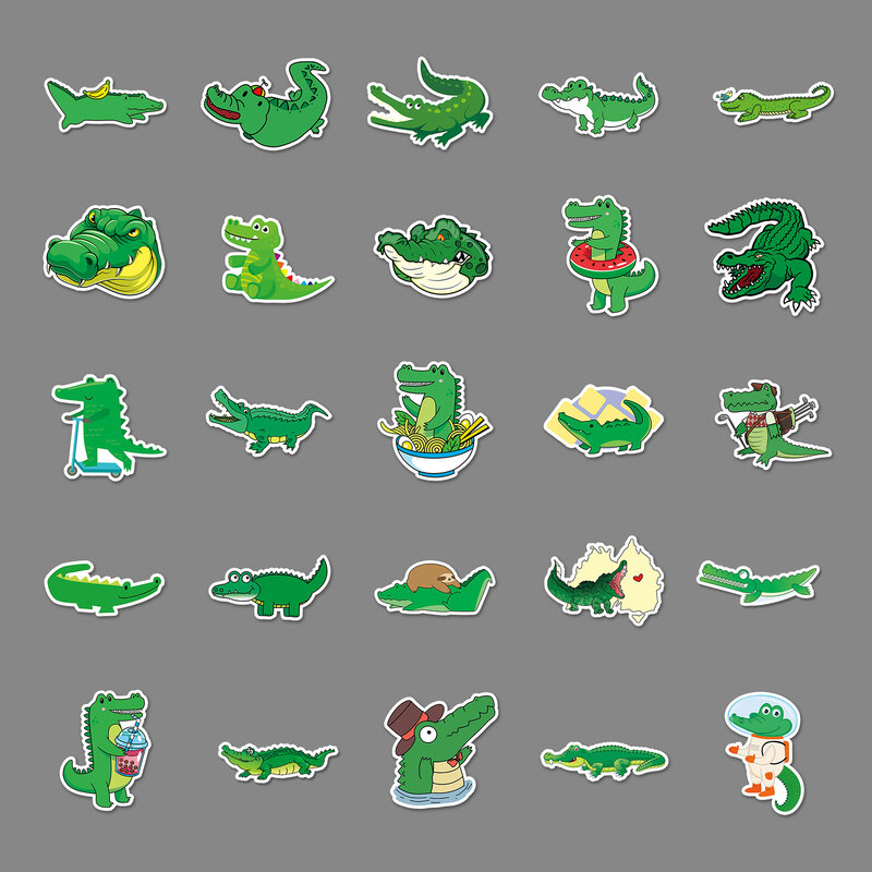 50Pcs Cartoon Crocodile Series Graffiti Stickers adatti per caschi per Laptop decorazione Desktop adesivi fai da te giocattoli all'ingrosso