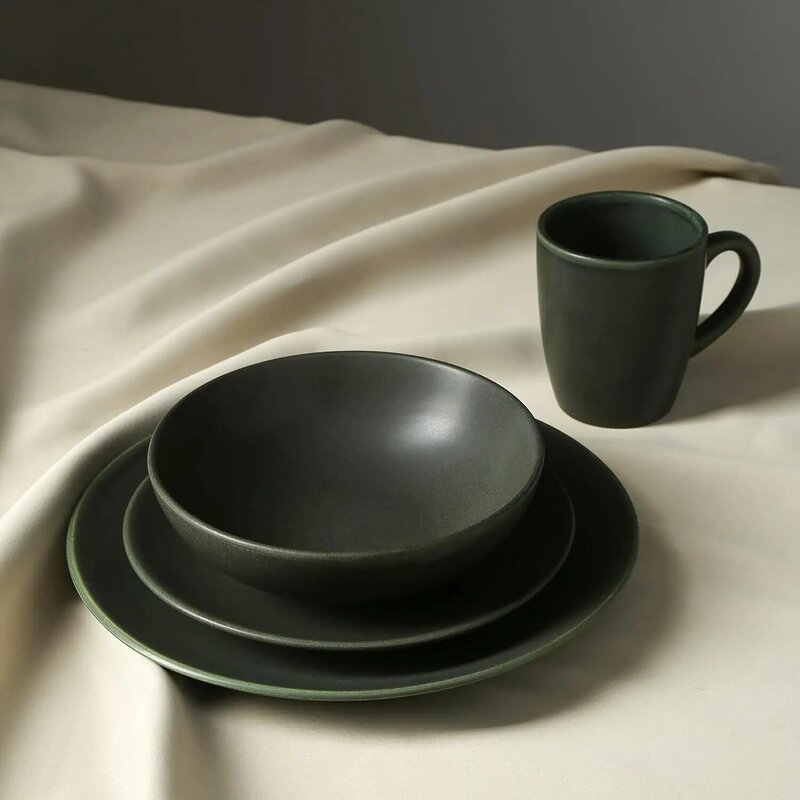 Набор посуды из камня Lain Grao, 16 предметов, зеленый цвет