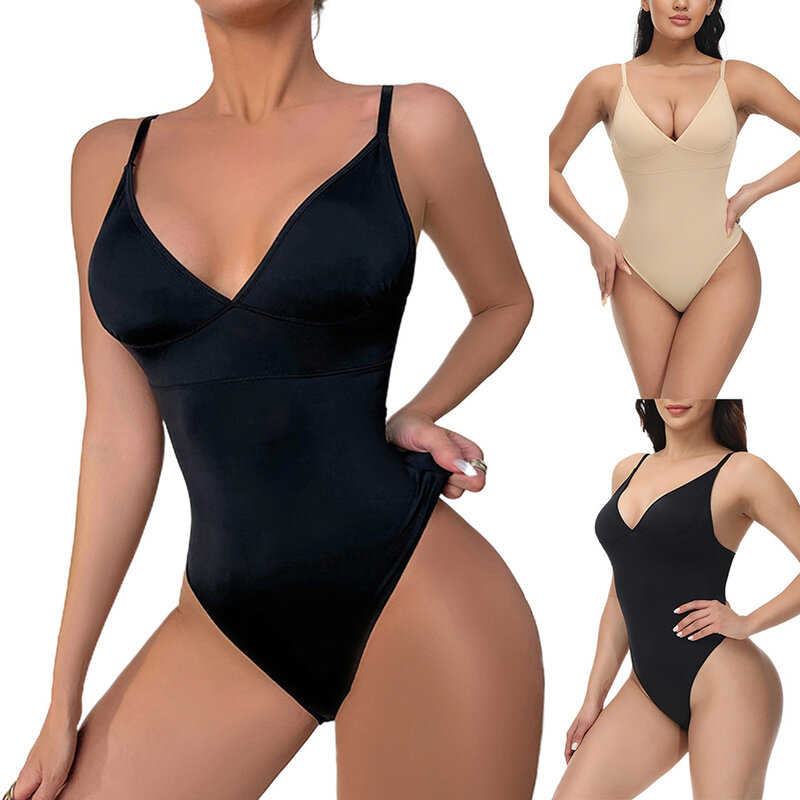 Womens Solid Soft Bodysuit Tummy Control Shapewear Seamless Open Butt Hip Lifting Body Shaper Breathable Cool Summer Underwear