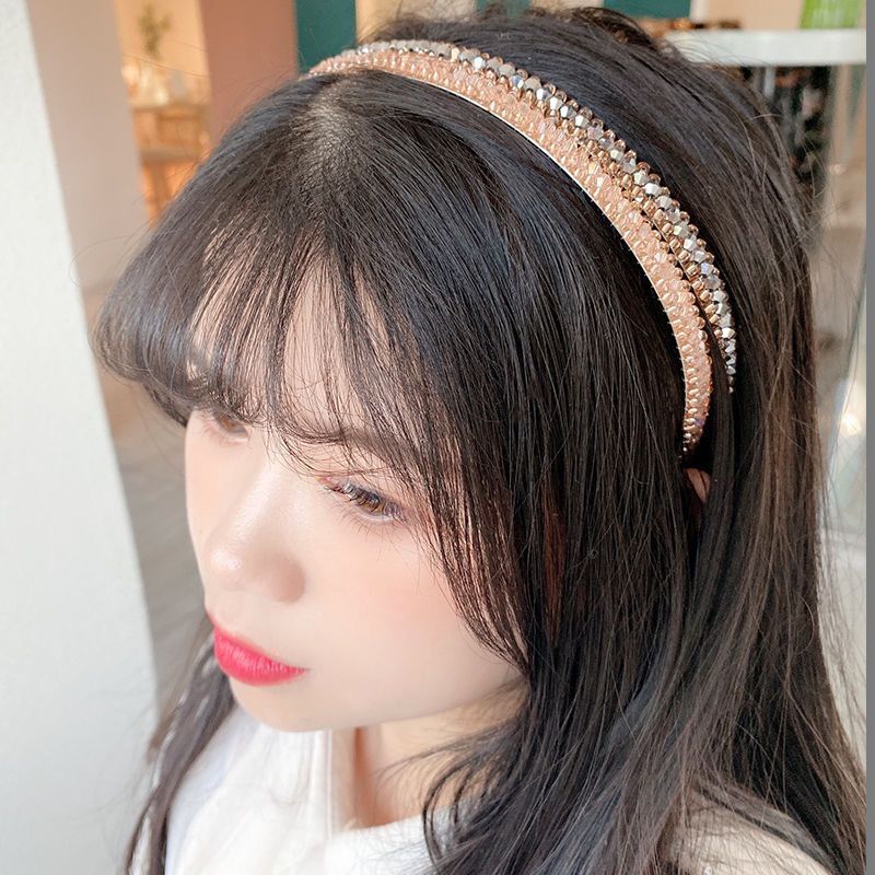 Diadema coreana con diamantes de imitación brillantes para mujer, diadema elegante para mujer, bandas de cristal para el cabello, accesorios para el cabello femeninos de lujo a la moda