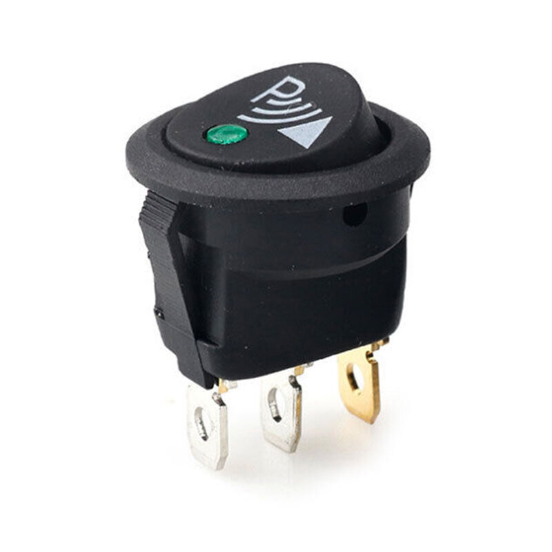 1pc Car Round Black Toggle Switch For Cars 12V, 20Amp With Green Illumination  Made From Sturdy Plastic & Metal, 3x2x2cm